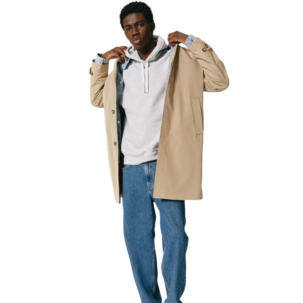 H&M Tan Full Length Button Up Mens Car Coat Size L